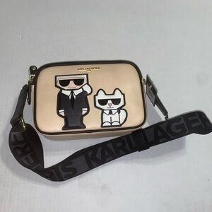 Karl Lagerfeld Paris Bag Crossbody Maybelle Double Zip Fawn Black